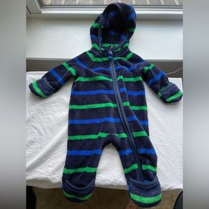 EUC REI Navy Fleece Stripe Bundler, 3 months